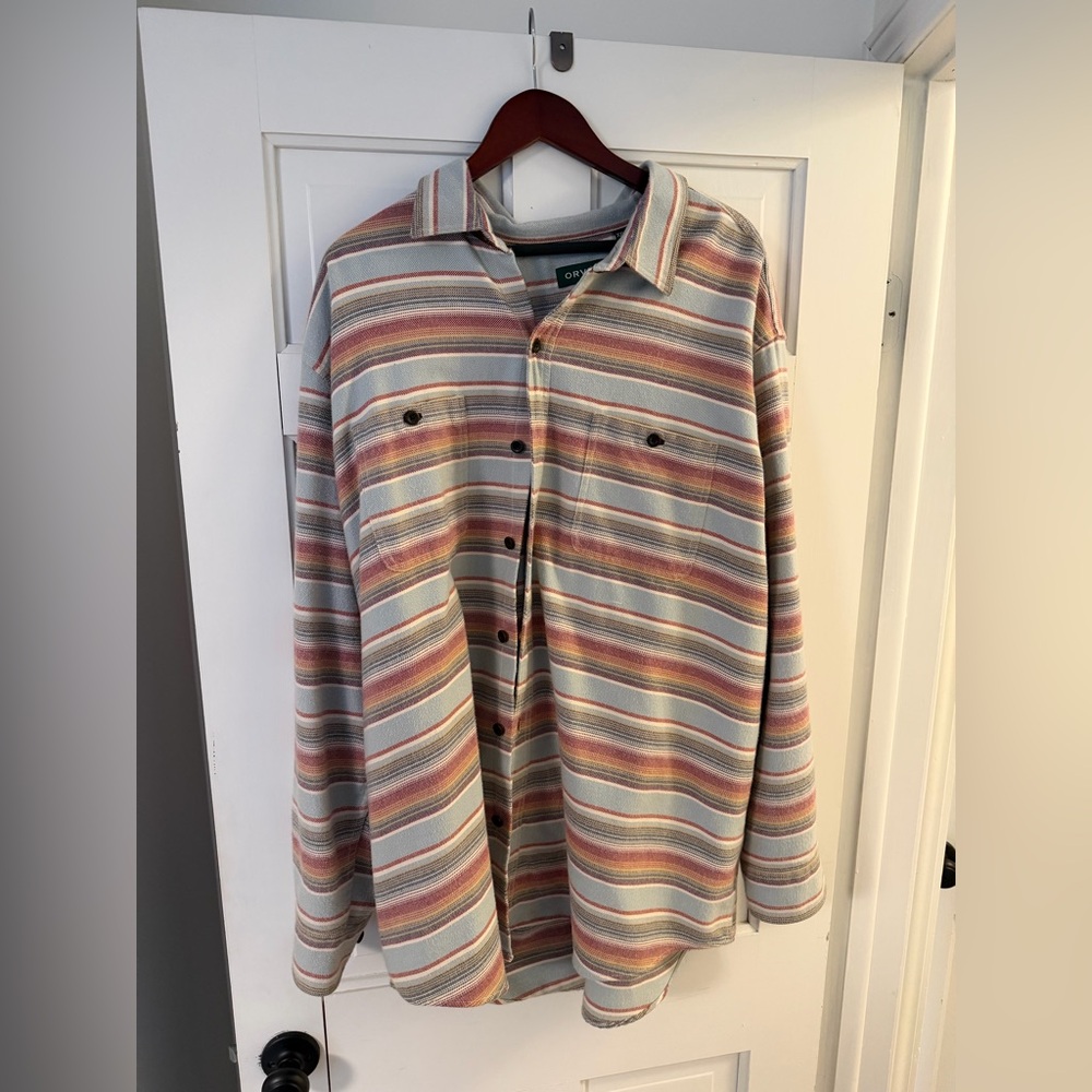 Orvis Brushed Knit Multicolor Striped Overshirt